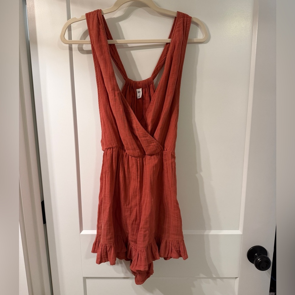 Nordstrom BP Rust Ruffle Romper Size XS - Picture 5 of 9